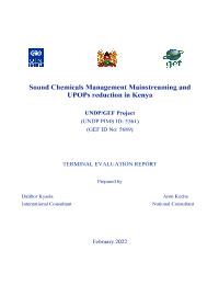 End Term Project Evaluation:  Sound Chemicals Management and UPOPs Reduction in Kenya