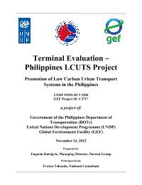 Terminal evaluation of the Low Carbon Urban Transport Project