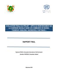 Evaluation finale du projet Appui au renforcement de la cohésion sociale dans les communes de Bosso, Toumour, Kablewa, Gueskérou, Chétimari de la région de Diffa