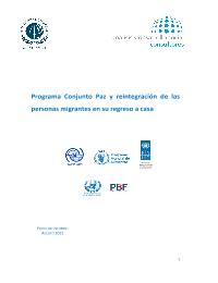 Evaluación del Programa Conjunto "Paz y reintegración de las personas migrantes en su regreso a casa".