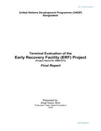Terminal Evaluation of Early Recovery Facility (ERF) Project