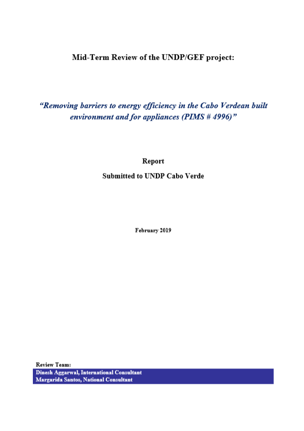 Mid-Term Review (MTR) for Project: Cabo Verde Appliances & Building Energy-Efficiency Project - CABEEP (PIMS 4996)
