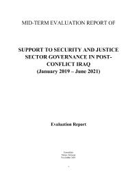 Mid-term Evaluation: Support to Security & Justice Sector Governance in Post- Conflict Iraq