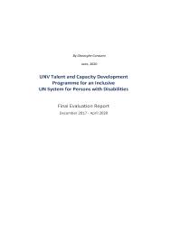 Final Evaluation Report of the UNV Talent and Capacity Development Programme for an Inclusive UN System for Persons with Disabilities
