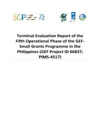 Terminal Evaluation of the Fifth Operational Phase of the GEF-Small Grants Programme in the Philippines