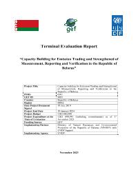 Capacity Building for Emission Trading and Strengthened of Measurement, Reporting and Verification in the Republic of Belarus