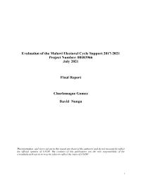 End of Term Evaluation of the Malawi Electoral Cycle Support Project