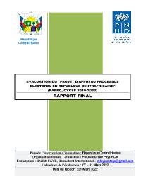 Evaluation à  mi-parcours du Projet d’Appui au Processus Électoral en République Centrafricaine (2019-2022) - PAPEC