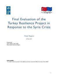 Turkey Resilience Response Project in Response to the Syria Crisis