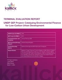 Independent Terminal Evaluation of the Project Catalyzing Environmental Finance for Low-carbon Urban Development