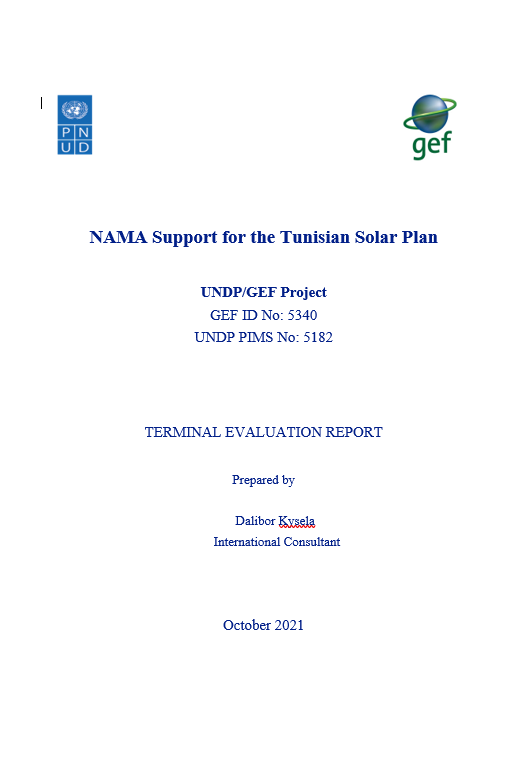 NAMA Support for the Tunisian Solar Plan Evaluation
