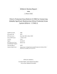 Mid-Term Review for China's Protected Area Reform (C-PAR) 1