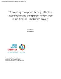 Final Evaluation: Preventing corruption through effective, accountable and transparent governance institutions in Uzbekistan project