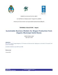 Eval. Final ARG 16G23: "Modelos de negocios sostenibles para la producción de biogás a partir de residuos sólidos urbanos orgánicos"