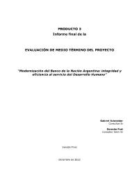 Eval. Medio Término ARG 20/003: "Modernización del Banco de la Nación Argentina"
