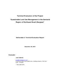 BRA/14/G32 Sustainable Land Use Mgt in the Semiarid Region-Sergipe TE