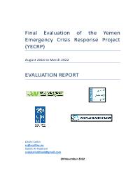 Yemen Emergency Crisis Response Project (YECRP) Final Evaluation