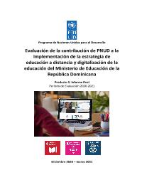 Evaluación de la contribución del PNUD a la implementación de la estrategia de educación a distancia y digitalización de la educación del Ministerio de Educación de la República Dominicana (MINERD), en el marco del Portafolio de Proyectos suscritos entre ambas instituciones en el contexto de la pandemia del COVID-19.