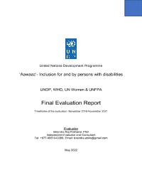 Final Evaluation of Aawaaz project-Inclusion for and by persons with disabilities