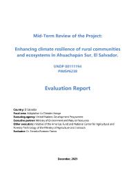 Revisión de medio término “Fortaleciendo la resiliencia climática de comunidades rurales y de los ecosistemas en Ahuachapán-Sur”