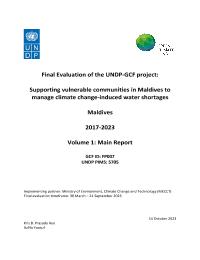 Final Project Evaluation:  GCF-Managing climate change induced water shortages
