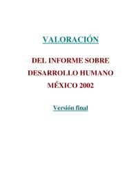 Valoracion del Informe sobre Desarrollo Humano Mexico 2002