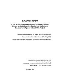 Mid-Term Evaluation: Project of Prevention and Elimination of Violence against Women for Mainstreaming Gender into the National Development Agenda in Lao PDR