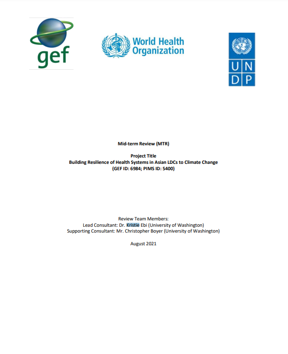 Mid-Term Review: Building Resilience of Health Systems in Asian LDCs to Climate Change (PIMS 5400)