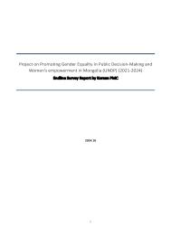 Final evaluation of the project on “Promoting gender equality in public decision-making and women’s empowerment in Mongolia”