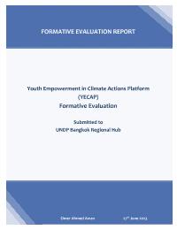 Formative Evaluation of UNDP’s  One Year Grant Project on Youth Empowerment in Climate Actions Platform (YECAP)