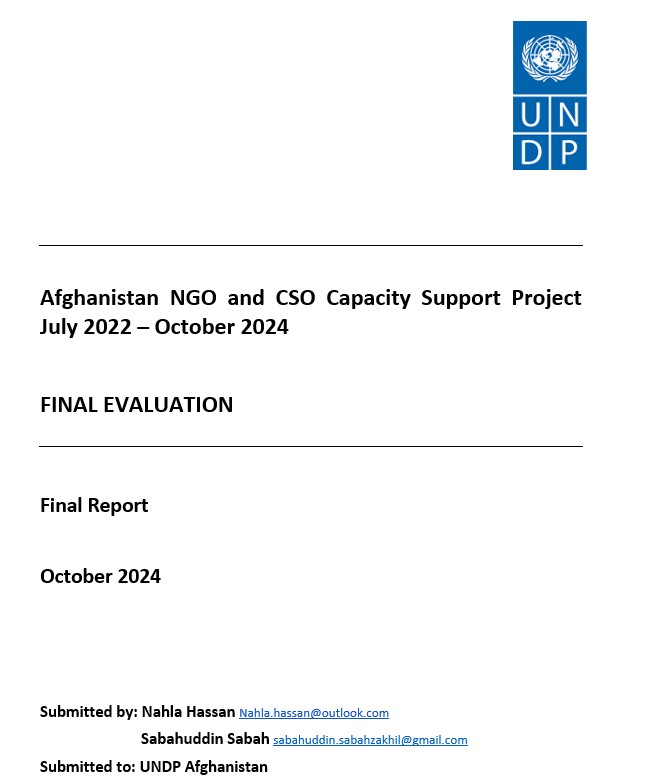 Final Evaluation NGO/CSO Capacity Support in Afghanistan Project (NCCSP)