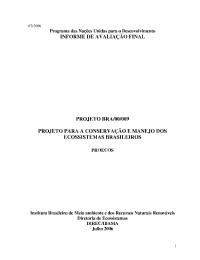BRA/99/009 - Programa de Desenvolvimento do Ecoturismo na Amazônia Legal - PROECOTUR