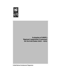 Evaluation of UNDP's Regional Cooperation Framework for Arab States (2002-2005)