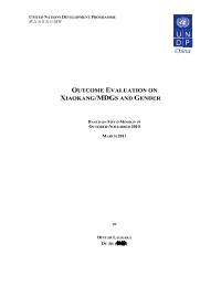 Outcome Evaluation - MDGs and Xiaokang (CPO-01 & CPO-02)