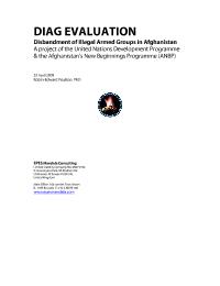 Afghanistan New Begining Programme - Disbandment of Illegal Armed Groups (ANBP/DIAG)