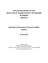 Evaluation of the Poverty Reduction Programme in Namibia