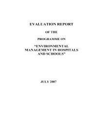 Environmental Management in Hospitals and Schools