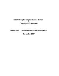 Evaluation of  UNDP Strengthening the Justice System in Timor-Leste Programme