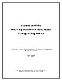 Strengthening Representative and Legislative Capacity of the Parliament (Fiji)