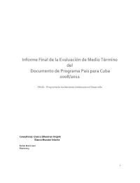 Evaluación de Medio Término del  Documento de Programa País para Cuba 2008/2011