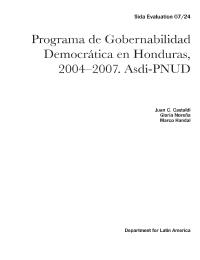Programa de Gobernabilidad Democrática en Honduras,2004-2007 ASDI-PNUD