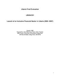 Launch of an Inclusive Financial Sector in Liberia (2005 -2007)