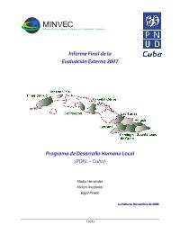 Evaluación Externa al Programa de Desarrollo Humano Local (PDHL)-Cuba