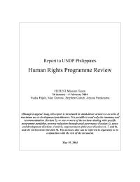 Report to UNDP Philippines: Human Rights Programme Review