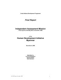 Independent Assessment of the UNDP Human Initiative in Myanmar, 2008