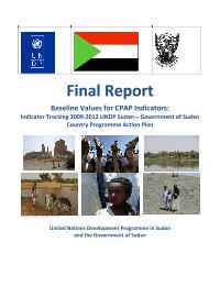 Baseline (Ex-ante) Evaluation : Indicator Tracking 2009-2012 UNDP Sudan ? Government of Sudan Country Programme Action Plan