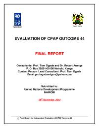 Evaluation of CPAP Outcome 44 (Policies and Programmes for Private Sector Development and Employment Creation Developed and Implemented)