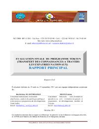 Evaluation finale du programme TOKEN (Transfert des connaissances a travers les expatries nationaux)