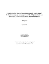 Evaluation de la phase I du programme Finance Inclusive (2005-2007)