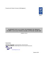 Rapport d'evaluation technique du project d'appui aux elections legislatives de mars 2007